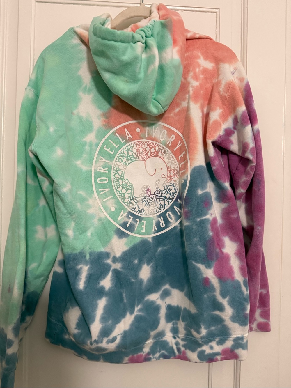 ivory ella Tie-Dye Hoodie in Mint, Coral, Teal & Purple